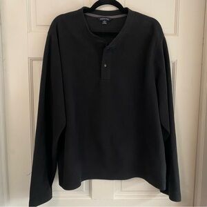 Men's‎ Lands End Black Fleece Polartec Pullover Quarter Snap-neck Size Large/L D